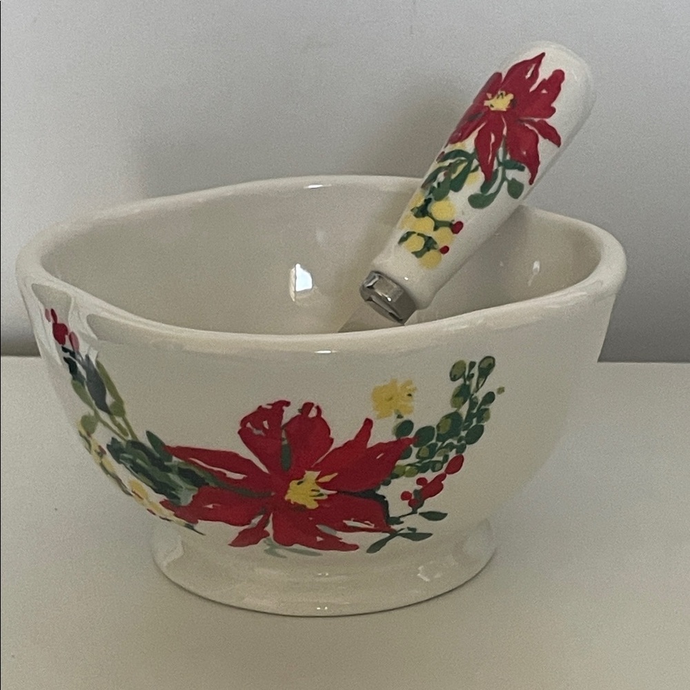 TAG poinsettia dip bowl with matching spreader set
